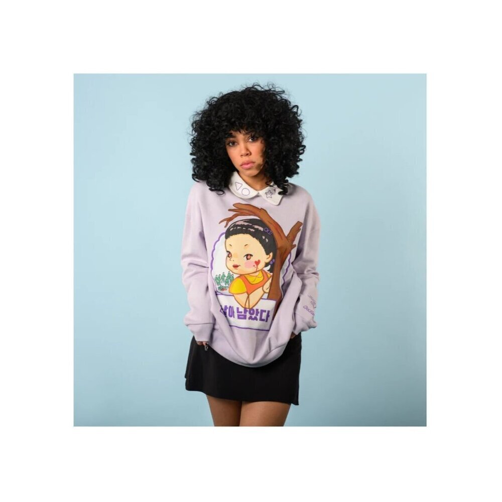 Cakeworthy Young-Hee Chibi Squid Games Collared Crewneck Sweater 3XL NWT